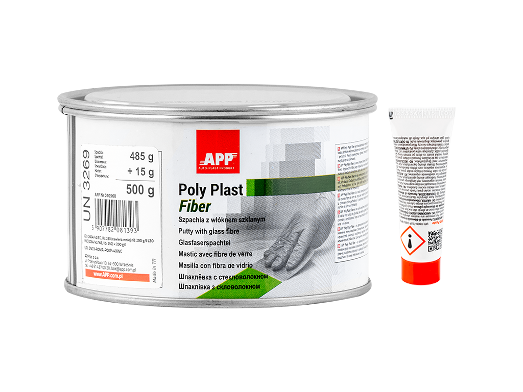 Szpachla z włóknem szklanym i utwardzaczem APP Poly Plast Fiber|<p>0,5kg</p>